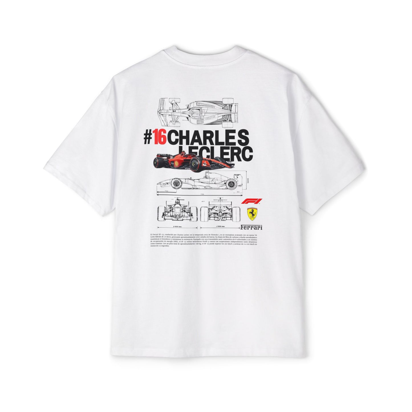 Men's Oversized F1 Tee - #16 Charles Leclerc Racing Shirt