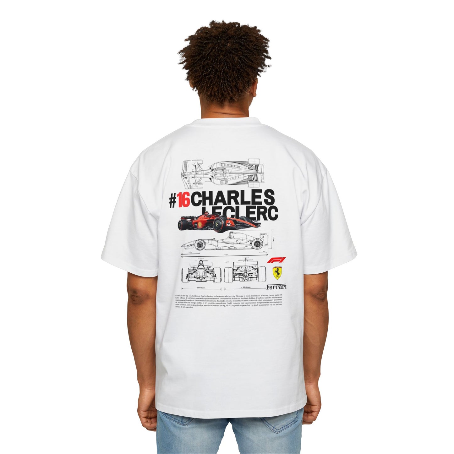 Men's Oversized F1 Tee - #16 Charles Leclerc Racing Shirt