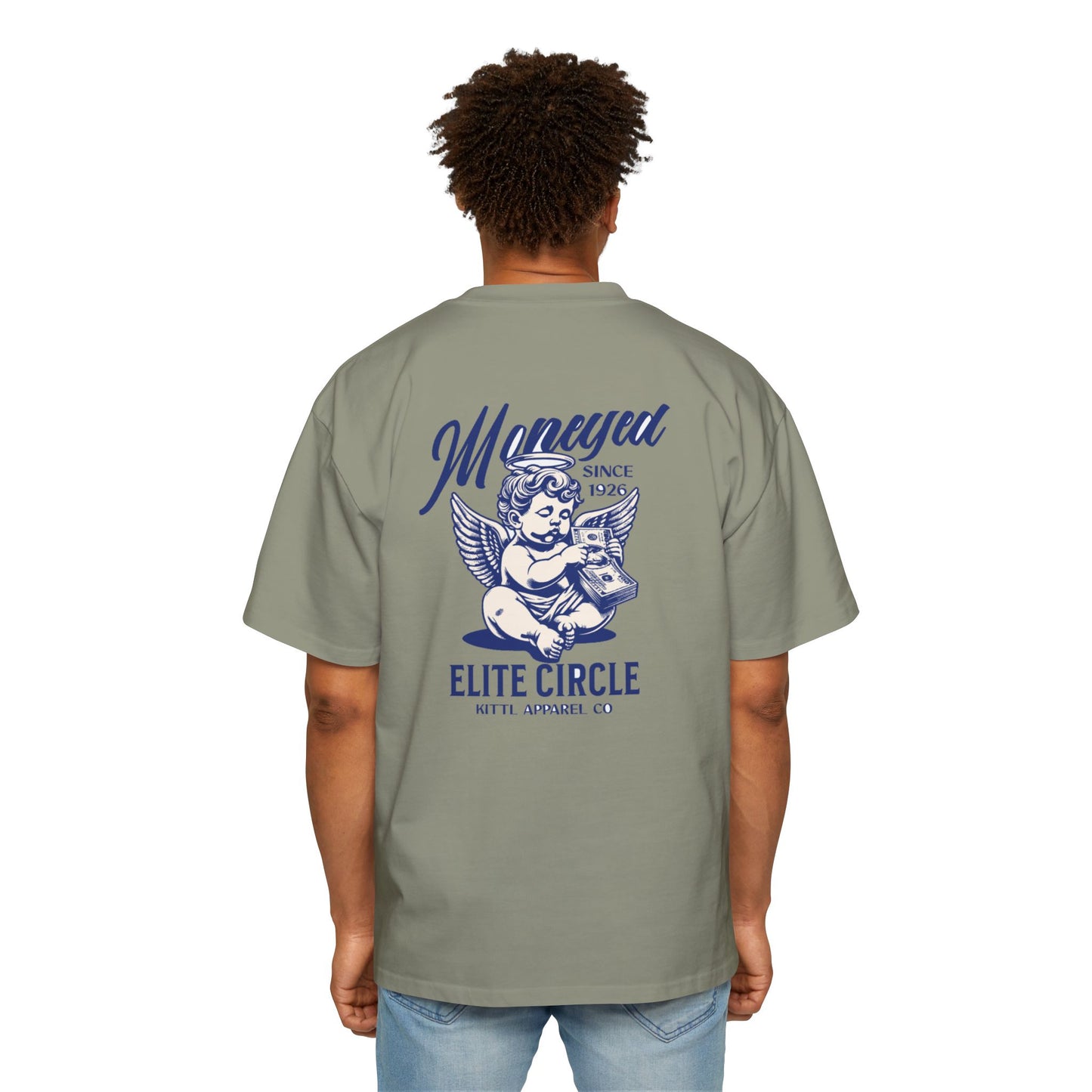 Men's Heavy Oversized Tee - Vintage Angel Money Design