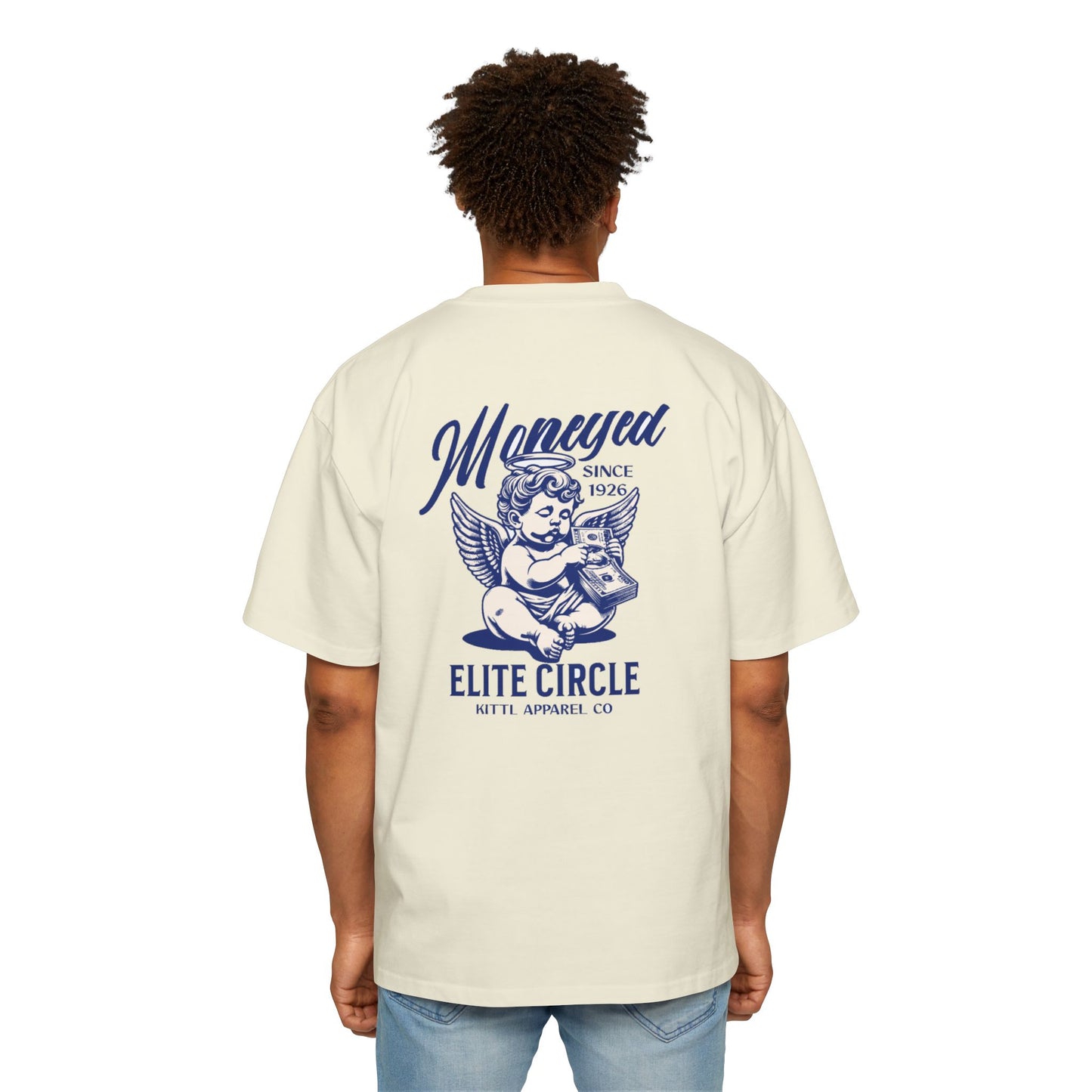 Men's Heavy Oversized Tee - Vintage Angel Money Design