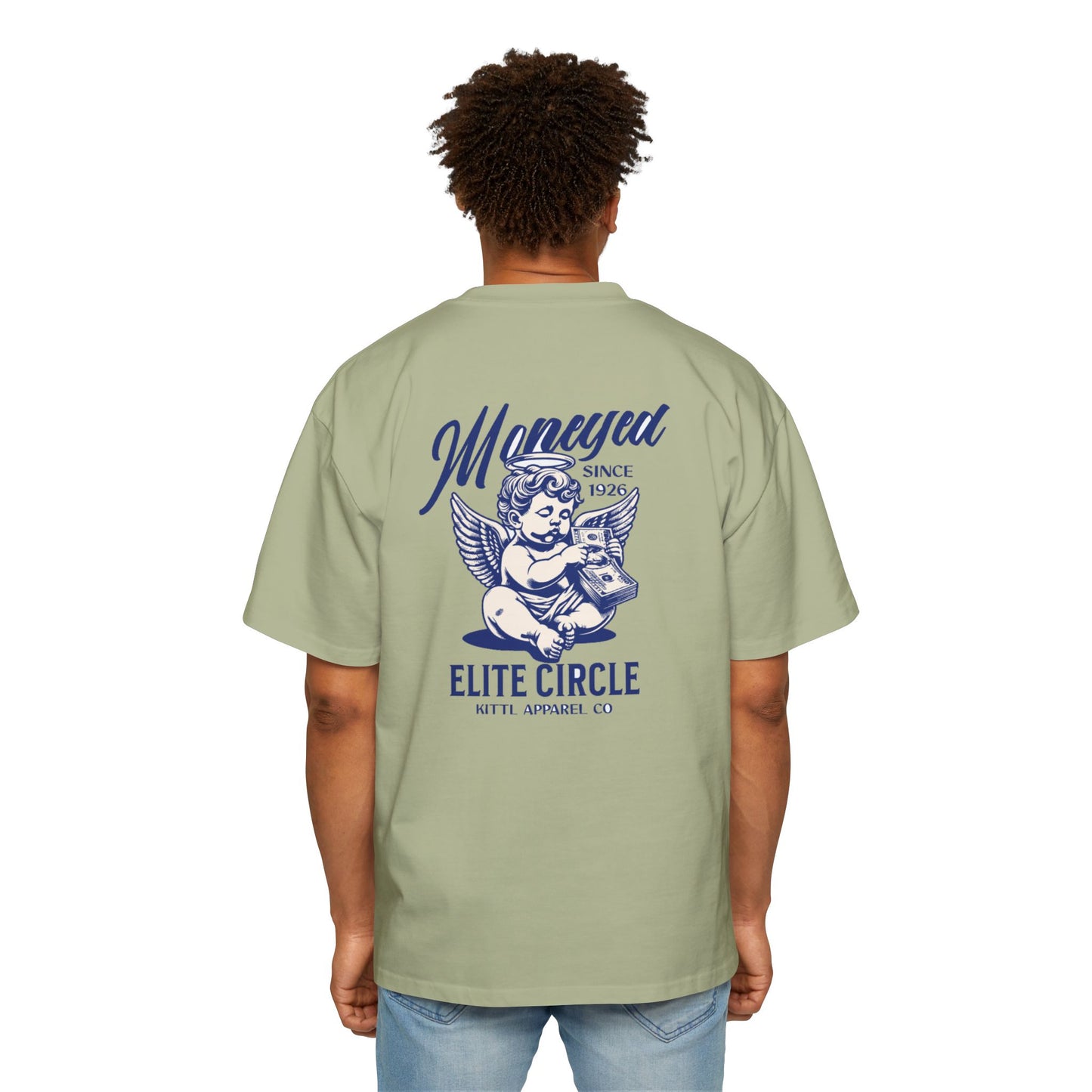 Men's Heavy Oversized Tee - Vintage Angel Money Design