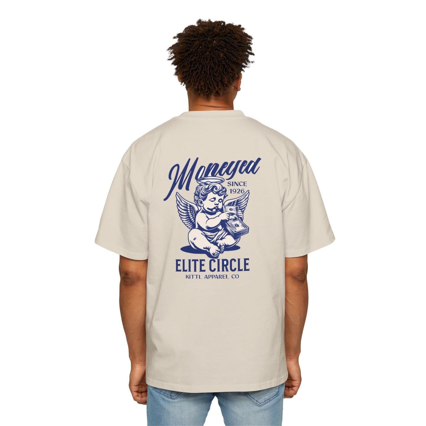 Men's Heavy Oversized Tee - Vintage Angel Money Design